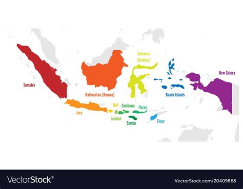 Main Islands Of Indonesia Vector Map With Names Download A Free