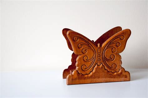 Vintage Butterfly Wooden Napkin Holder By Territoryvintage On Etsy
