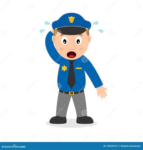 Confused Police Officer Face Expression Vector Royalty Free Stock