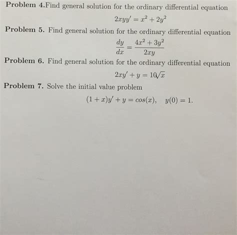 Solved Find General Solution For The Ordinary Differential