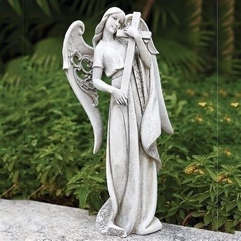 Angel Holding Cross Textured Concrete Look 9 X 185 Resin Outdoor