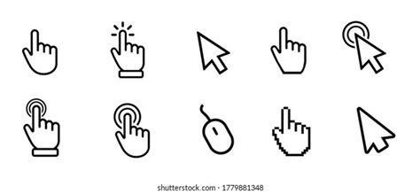 Vector Hand Cursors Icons Click Set Stock Vector Royalty Free