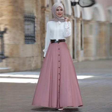 💰köp Billigt Online Muslim Islamic Vintage Pleated Skirt Long Skirt High Waist Floor Length Maxi