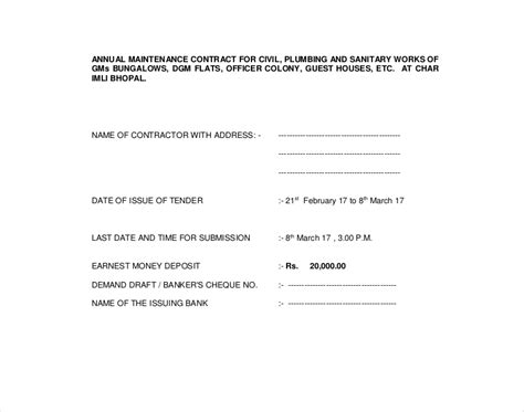 Maintenance Contract Examples Format Pdf Examples