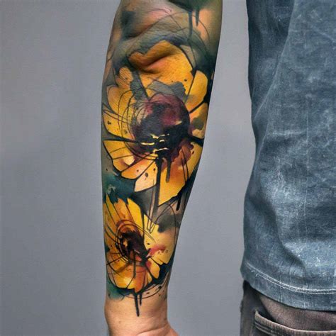 Watercolor Sunflowers Tattoo On Forearm Best Tattoo Ideas Gallery