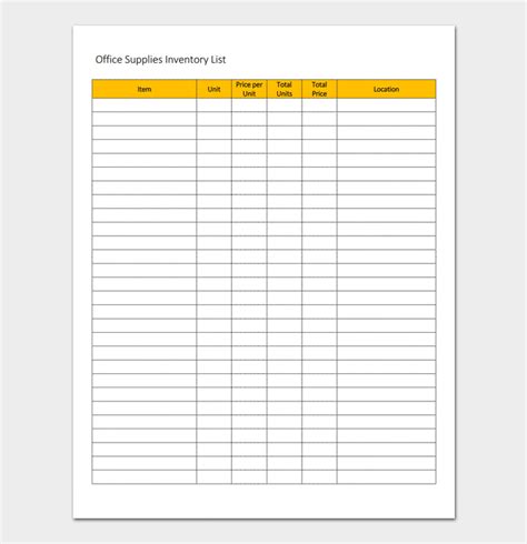 Inventory List Template For Word Excel And Pdf Format