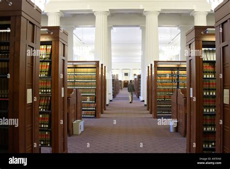 Massachusetts Boston Harvard Law School Library Interior With Rows Of
