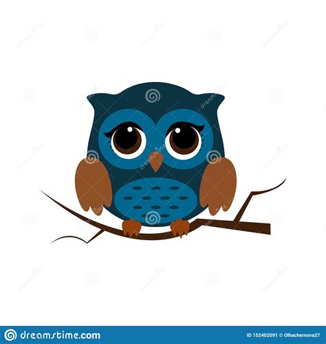 Owl Night Bird With Big Eyes Colorful Illustration Stock Vector