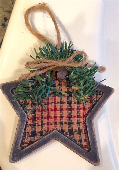 Primitive Wood Star Ornament By Handmadesbyhelenk On Etsy Star Ornament