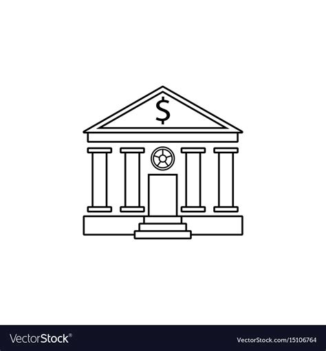 Bank Building Line Icon Banking House Royalty Free Vector