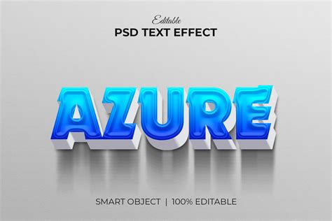 Azure Editable 3d Text Effect Mockup