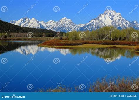 Mount Moran And Rocky Mountains Reflected In Oxbow Bend Of The Snake