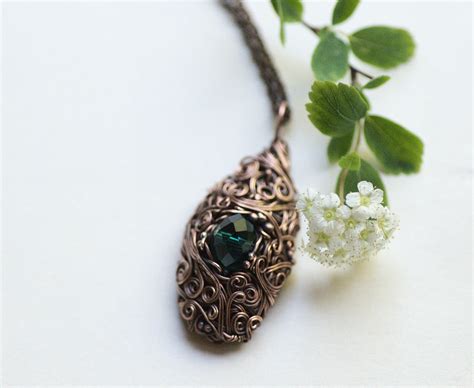 Blue Heart Necklace Vintage Inspired Wire Jewelry Kica Bijoux