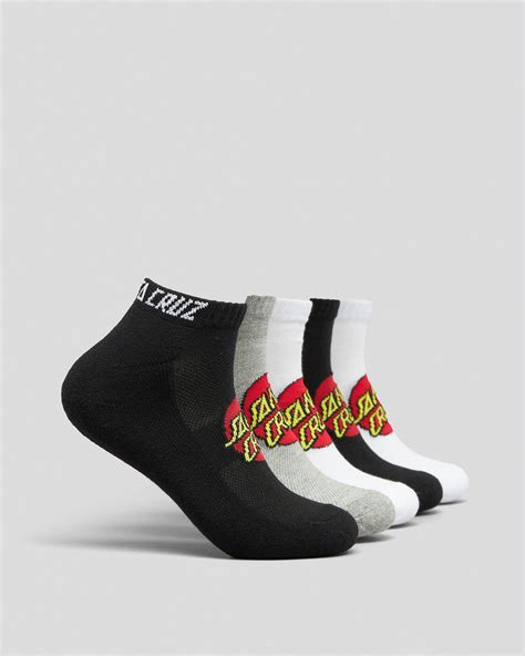 Santa Cruz Classic Dot Ankle Socks 5 Pack In Assorted Fast Shipping