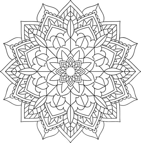 Simple Floral Mandala Mandalas Adult Coloring Pages Page Zentangle