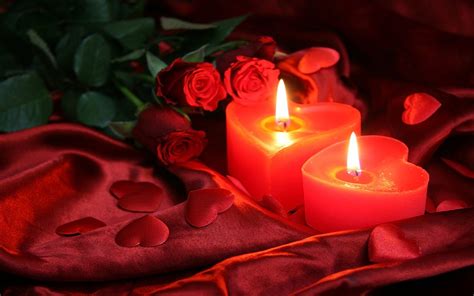 Love Picture Hearts And Red Rose And Candles