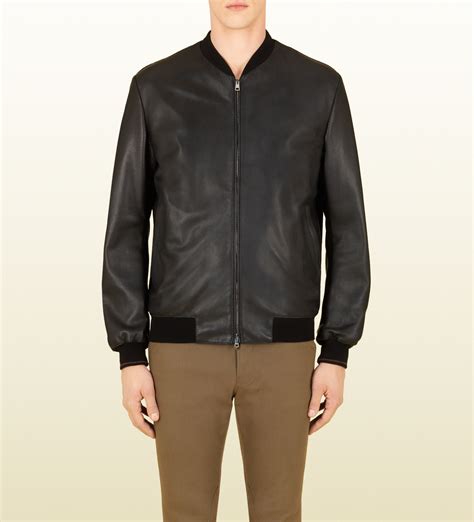 Gucci Perforated Leather Bomber Jacket In Black For Men Lyst