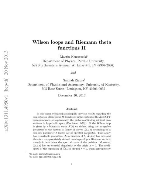 PDF Wilson Loops And Riemann Theta Functions II