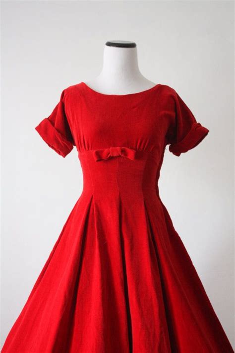 50s Dress Vintage 1950s Jonathan Logan Red Velvet Dress Etsy 50s