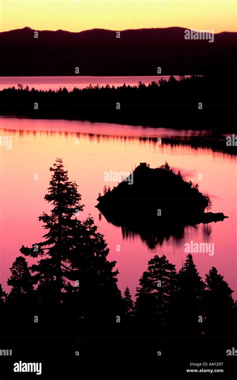 Emerald Bay Sunset At Lake Tahoe California With The Sun Rising Over