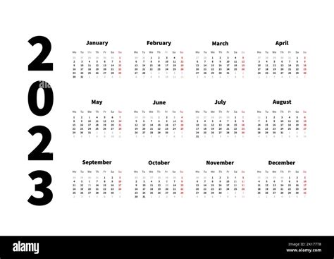 Calendario 2023 Para Imprimir Anual Imágenes Recortadas De Stock Alamy