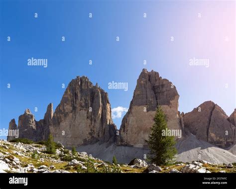 Peaks Of Famous Mountains Tre Cime Di Lavaredo South Tyrol Italy