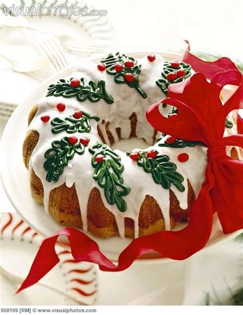 Christmas bundt cake stock photo image of christmas. Christmas Bundt Cake with Icing and Holly Decorations; Ribbon | Christmas bundt cake, Christmas ...