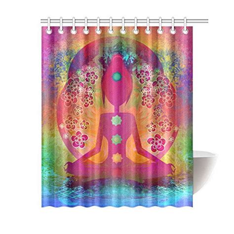 Mkhert Yoga Lotus Pose Shower Curtain Bath Curtain Waterproof Fabric Polyester Curtains 60x72