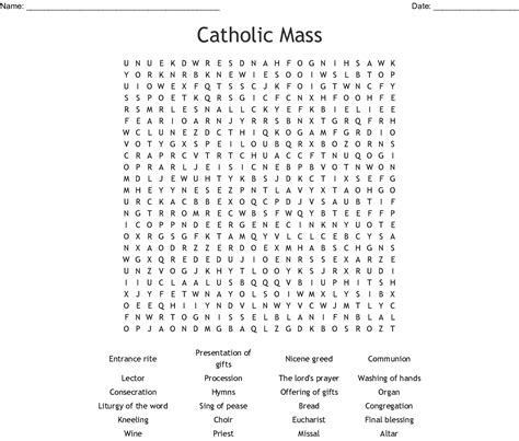 Catholic Word Search Puzzle Printable