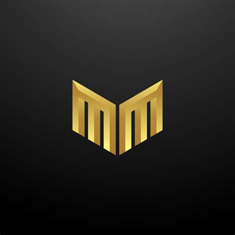 Mm Logo Monogram Letter Initials Design Template With Gold 3d Texture