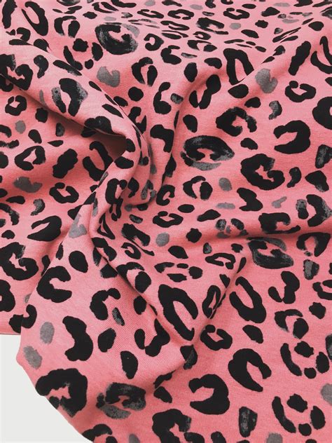 Sweatshirt Jersey Fabric Pink Leopard Print Sweatshirt Fabric Animal