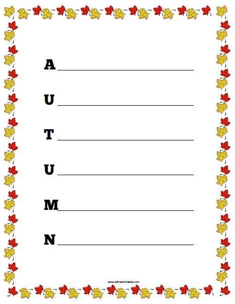 Autumn Acrostic Poem Worksheet Free Printable Acrostic Poem