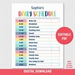 Kids Daily Schedule Template Homeschool Daily Routine - Etsy