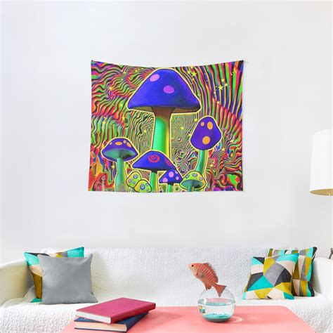 Mind Melt Mushrooms Black Light Tapestry By Trendira Redbubble