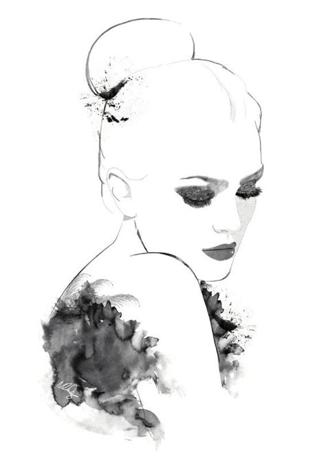 Black And White Watercolor Portrait At Explore Collection Of Black And