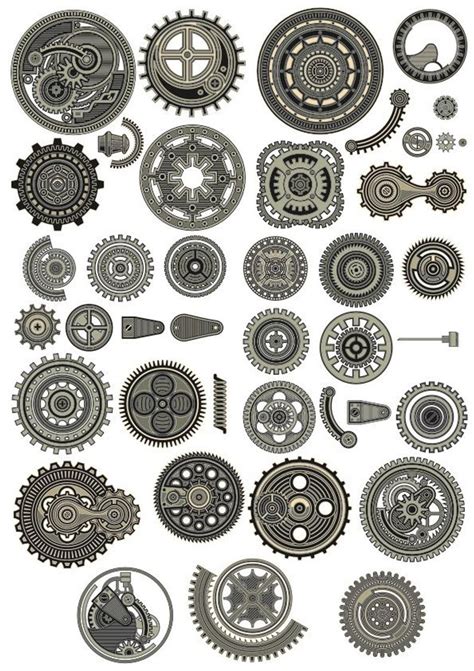 Steampunk Decor Setgears And Cogs Collection Set Svgsteampunk Etsy In