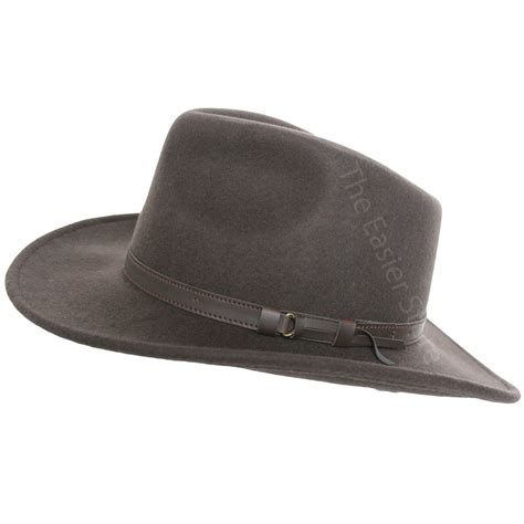 Quality Mens Waterproof Brown Wool Felt Fedora Hat Trilby Stetson