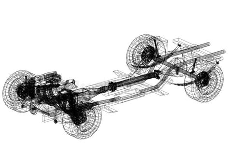 Car Chassis And Engine Design â€“ Blueprint Isolated Stock