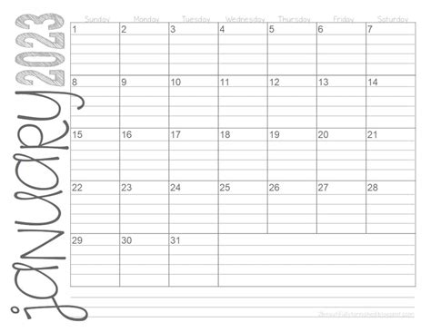 2023 Lined Monthly Calendars 85x11 Landscape Jan Dec Etsy Canada