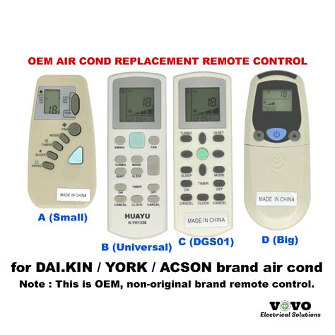 DAI KIN YORK ACSON A C Air Cond OEM Replacement Remote Control Shopee