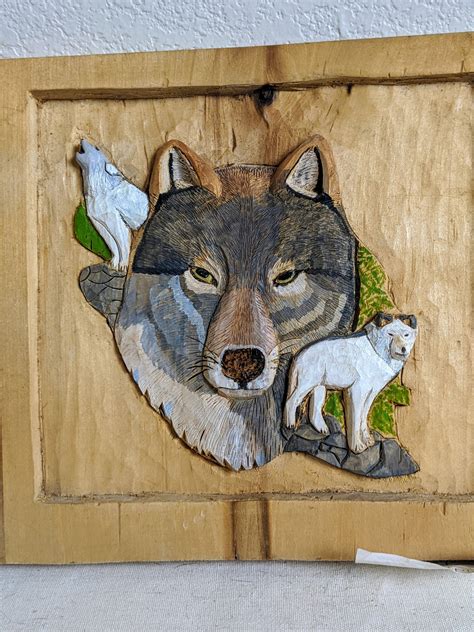 My Low Relief Wolf Carving Rwoodworking