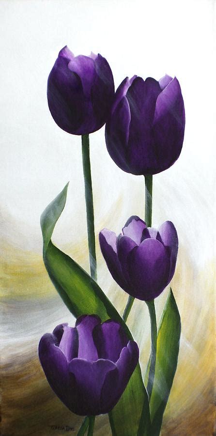Purple Tulips Painting By Teresa Wadman Pixels