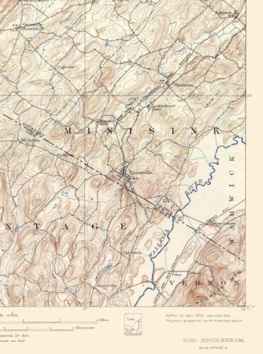 Topo Map Port Jervis New York New Jersey Quad Usgs 1908 23 X 30