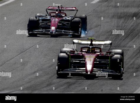 Monza Italy 10th Sep 2022 Carlos Sainz And Valtteri Bottas Nearly