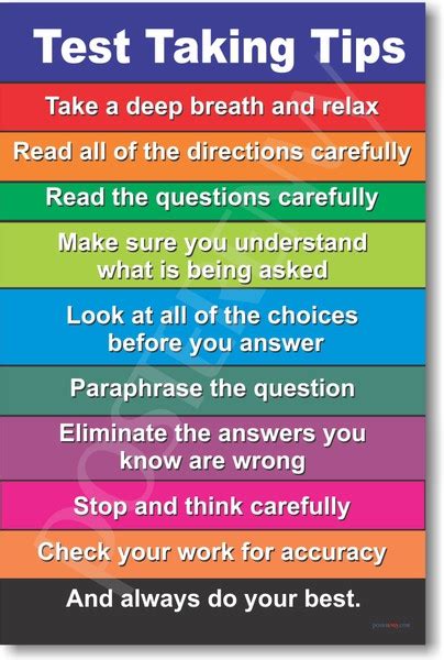 Posterenvy Test Taking Tips Classroom Guide Poster Cm008