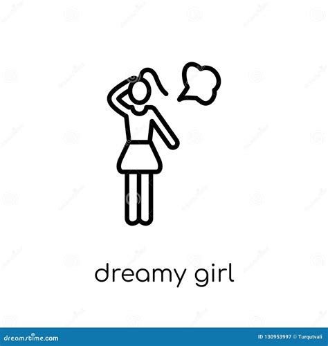 Dreamy Girl Icon Trendy Modern Flat Linear Vector Dreamy Girl I Stock