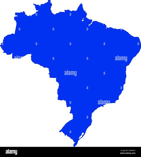 Blue Colored Brazil Outline Map Political Brazilian Map Vector Illustration Map Stock Vector