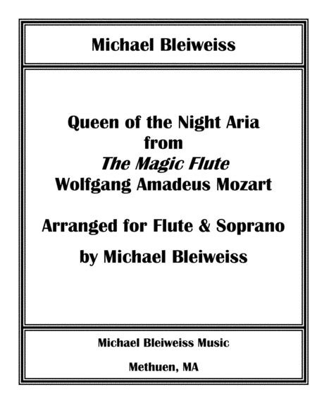 Queen Of The Night Aria From The Magic Flute For Flute And Soprano Free