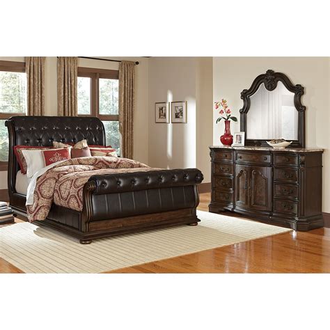 Shop with afterpay on eligible items. Monticello 5-Piece King Sleigh Bedroom Set - Pecan ...