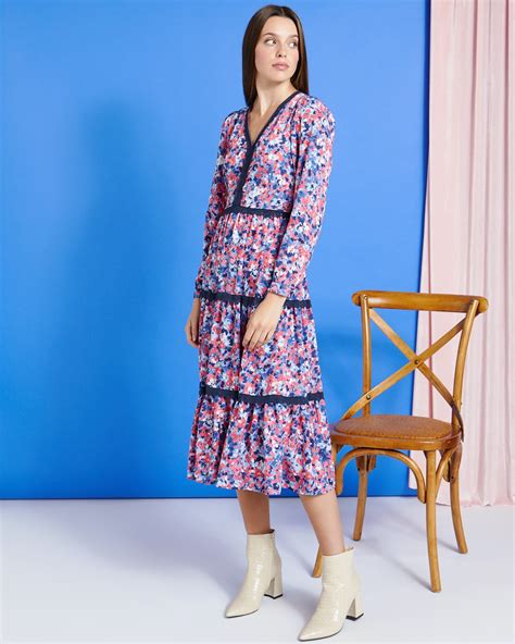 Dunnes Stores Print Savida Lace Detail Midi Dress